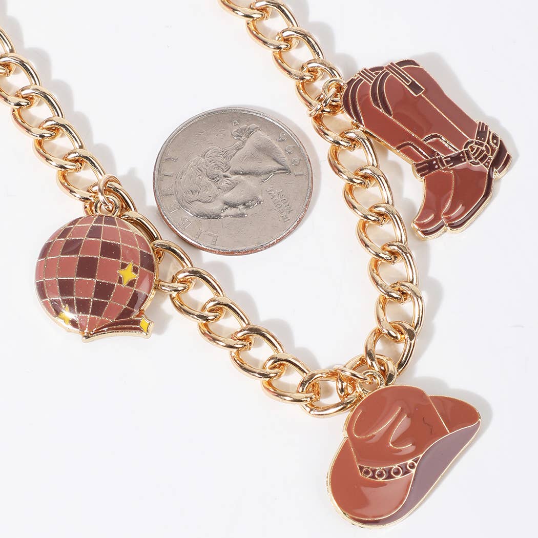 Western Cowboy Boots Hats Charm Trucker Hat Chain: DYC1869 / ONE SIZE