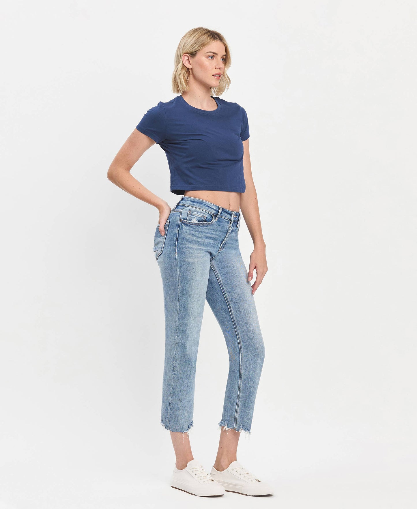 Vervet Mid Rise Crop Straight Jeans
