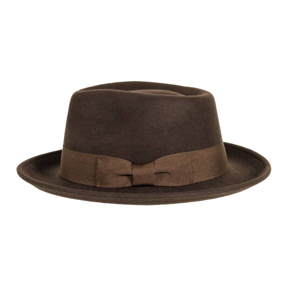 Chocolate Newark Crushable Wool Felt Fedora Hat
