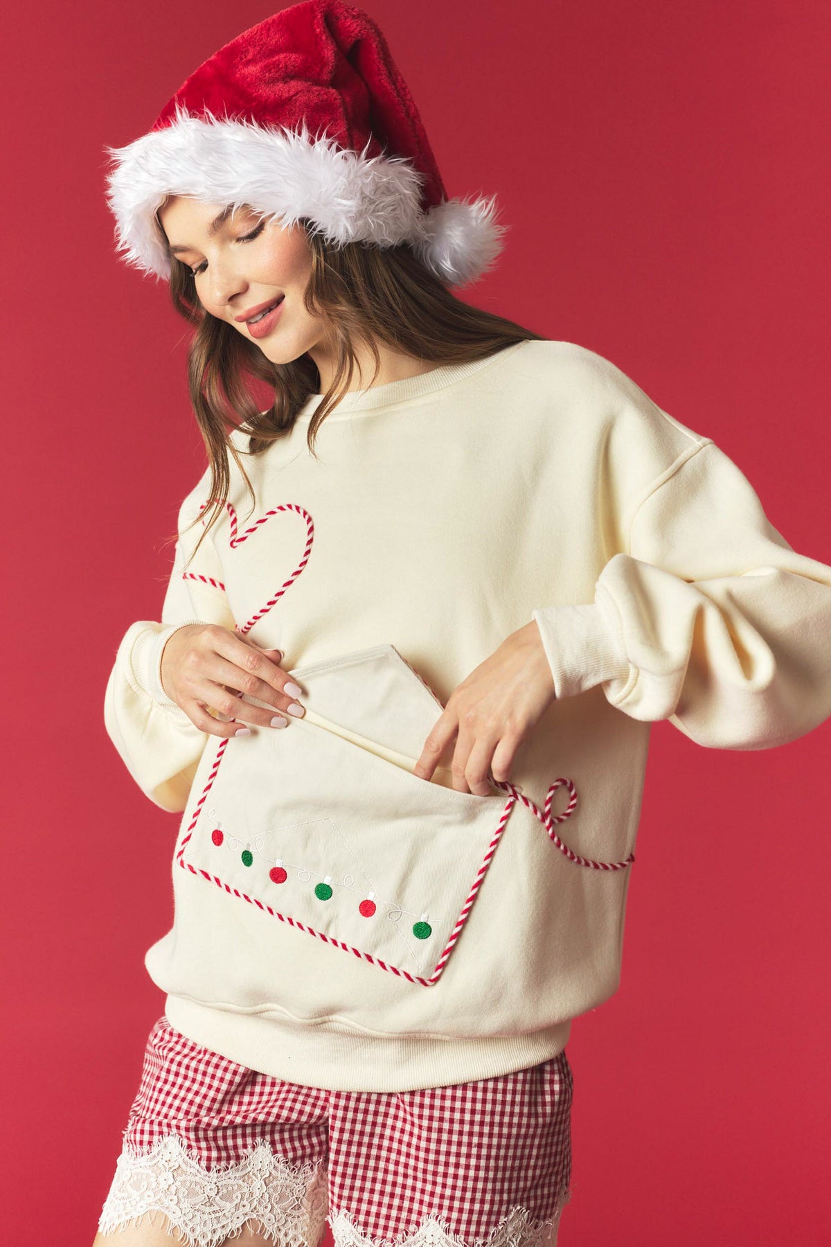 Dear Santa Envelope Pocket Christmas Sweatshirt – Butter Yellow