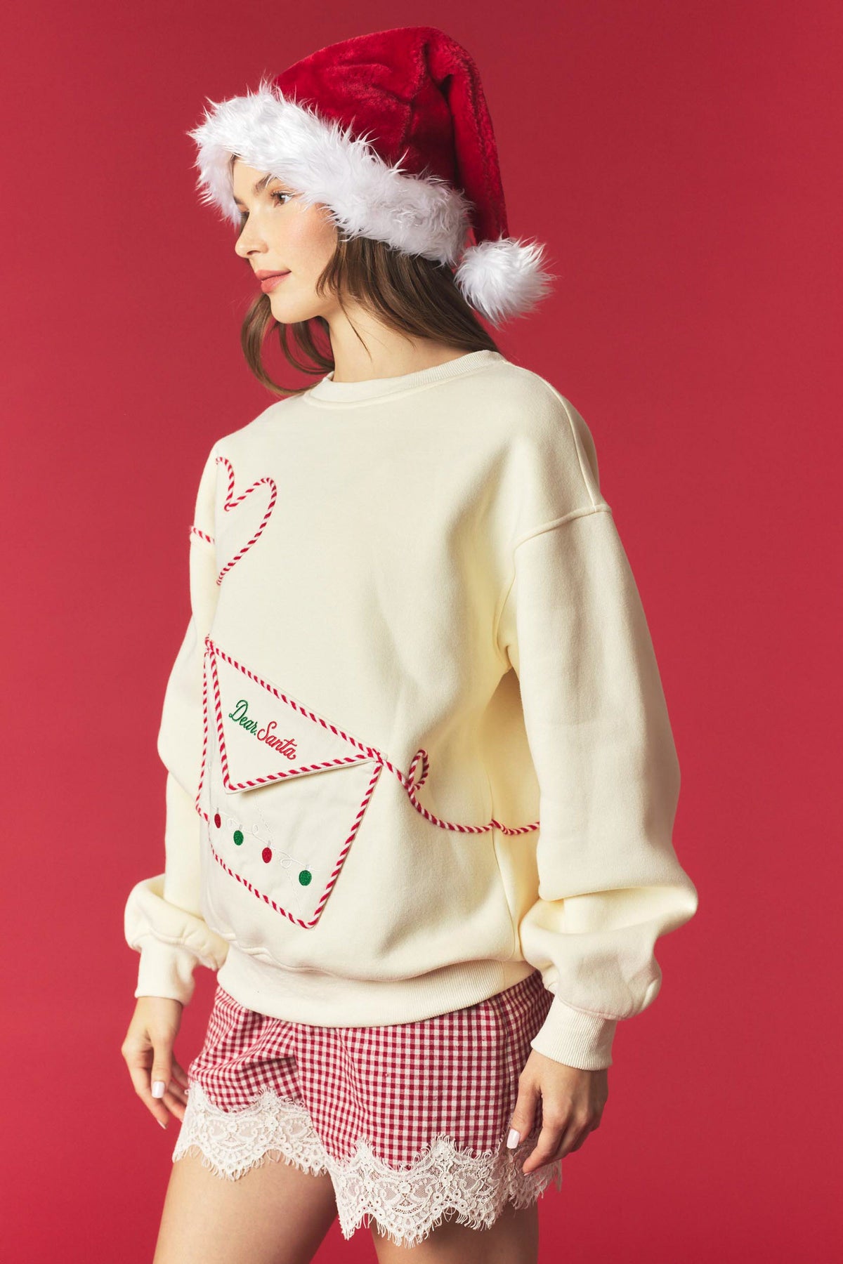 Dear Santa Envelope Pocket Christmas Sweatshirt – Butter Yellow