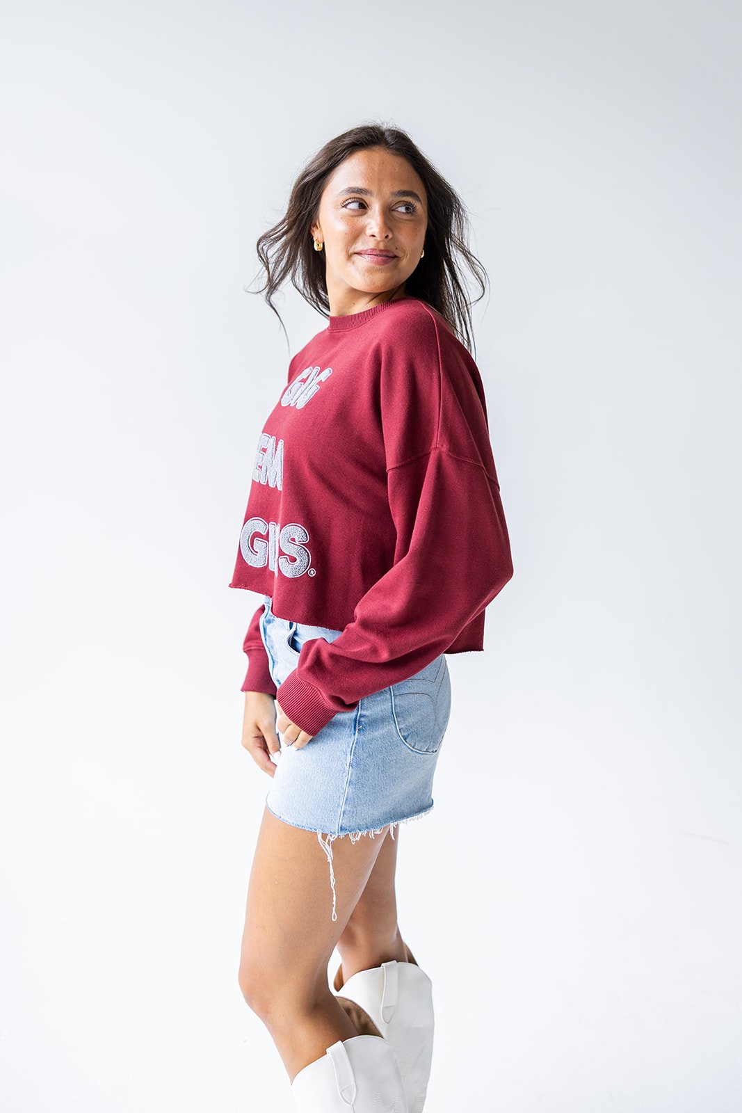 Gig Em Aggies Cropped Chenille Top