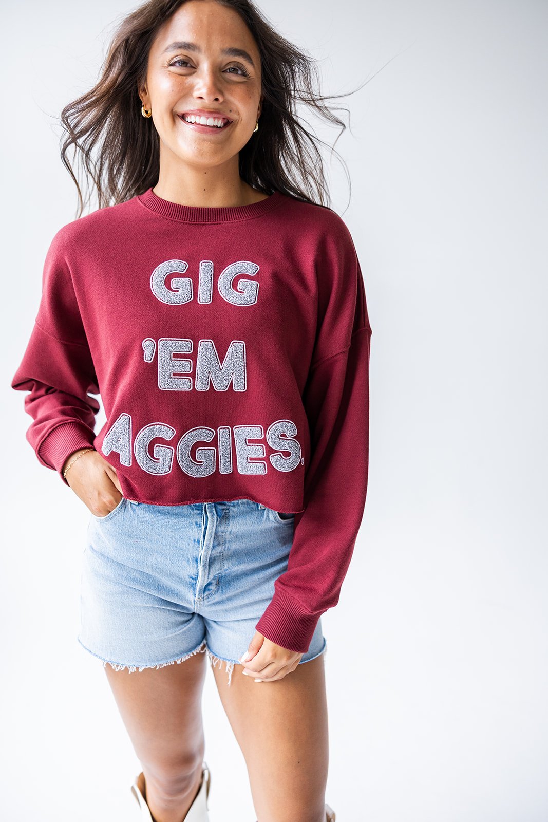 Gig Em Aggies Cropped Chenille Top