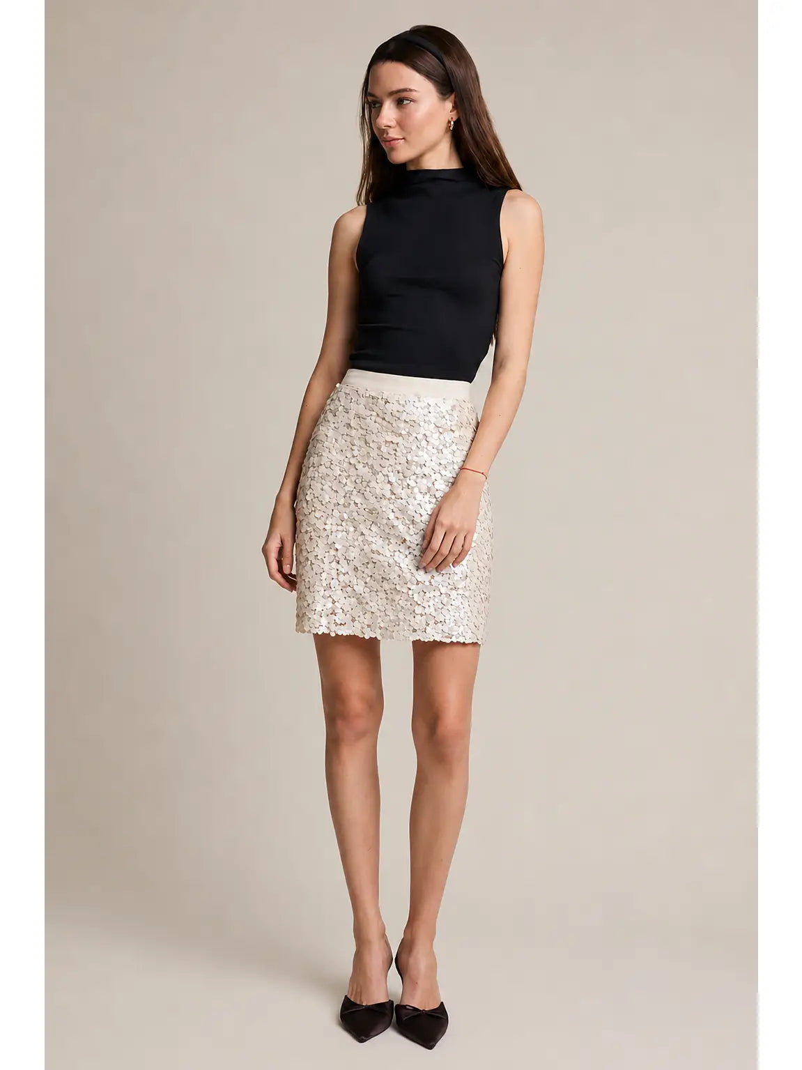 Disc Sequin Mini Skirt