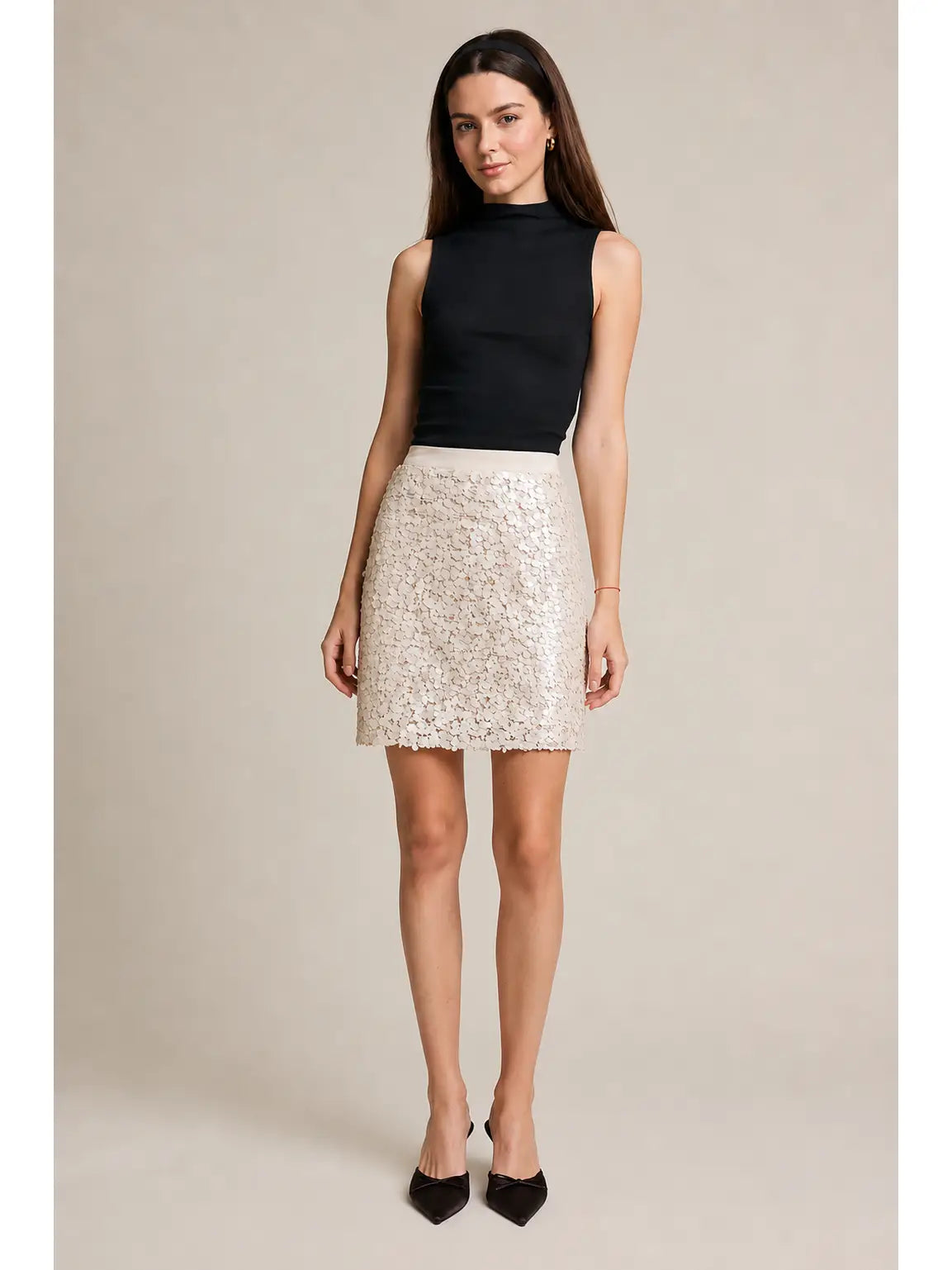 Disc Sequin Mini Skirt